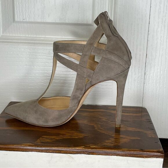 Alejandro Ingelmo Closed Pointed Toe Suede Leather Strappy Heels Size 36.5 / 6.5 - Picture 4 of 15